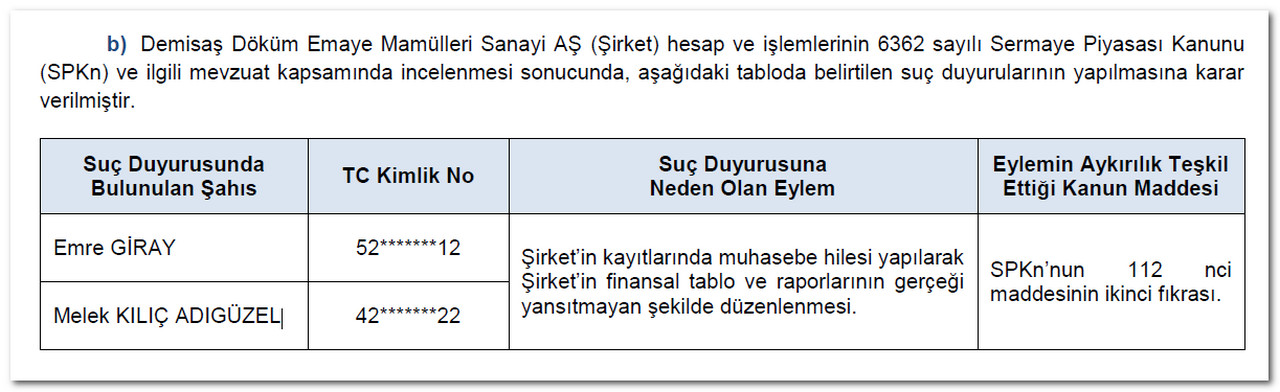  Demisaş Döküm Emaye Mamülleri Sanayi A.Ş muhasebe skandalı